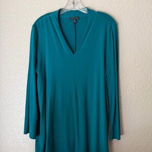 Eileen Fisher Teal Long-Sleeve V-Neck Tunic